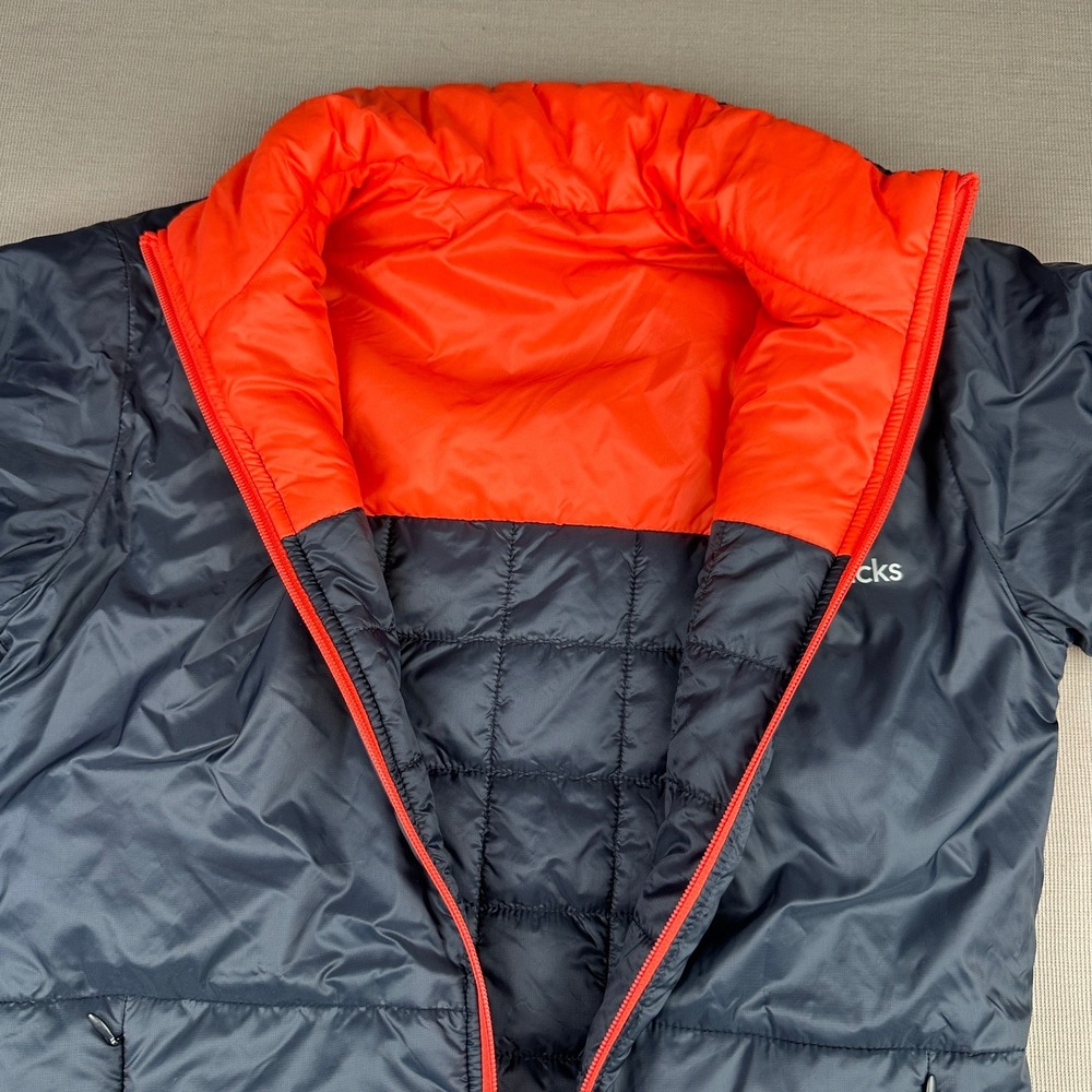 Databricks Reversible Puffer Jacket Mens Navy Blue Orange Insulated Full Zip L - Picture 5 of 12
